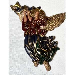 Vintage Gold Tone‎ Angel Playing Violin Plastic Christmas Tree Ornament